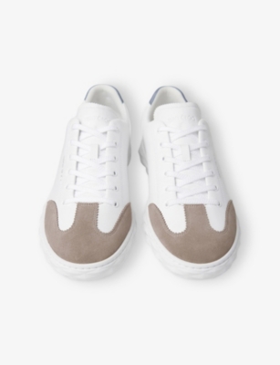 Jimmy Choo Womens V Blue Haze Mix Diamond Light Flex Leather Trainers Eur 41 / 7 Uk In White