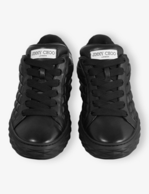 Jimmy Choo Womens V Black Diamond Maxi Quilted Leather Trainers Eur 43.5 / 9.5 Uk In Black