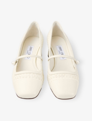 Shop Jimmy Choo Womens Elisa 45 Patent Leather And Raffia Pumps Latte/latte Eur 41 / 8 Uk