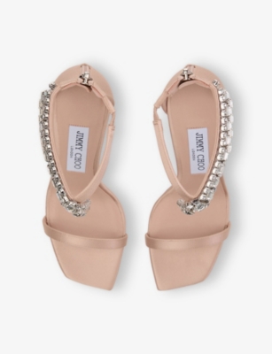JIMMY CHOO: Verity 100 Crystal-Embellished Satin Heeled Sandals
