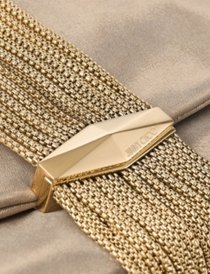 Jimmy Choo Gold-tone Crystal-embellished Foldover Clutch In Gold