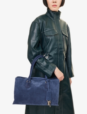Osoi Womens Suede Navy Shell Brot Suede Tote