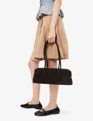 Osoi Womens Suede Mocha Boat Wide Suede Shoulder Bag