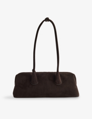 Osoi Womens Suede Mocha Boat Wide Suede Shoulder Bag