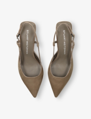 Stuart Weitzman Omens Taupe Comb Vinnie 50 Suede Slingback Courts Eur 39 / 6 Uk