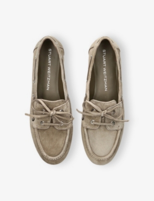 Stuart Weitzman Omens Taupe Comb Tinsley Suede Moccasins Eur 39.5 / 6.5 Uk