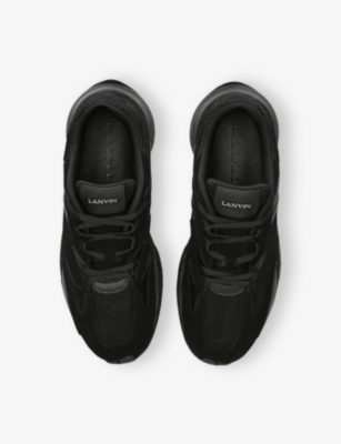 Lanvin Mens Black Jla Mesh And Suede Low-top Trainers Eur 42 / 8 Uk