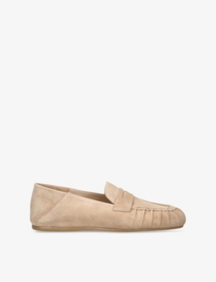 Stuart Weitzman Omens Beige Brooks Suede Loafers Eur 39 / 6 Uk