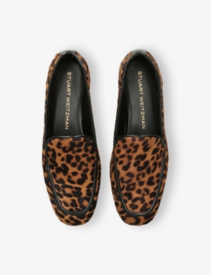STUART WEITZMAN: Brooks Leopard-Print Calf-Hair Loafers