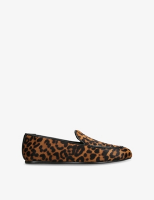 STUART WEITZMAN: Brooks Leopard-Print Calf-Hair Loafers