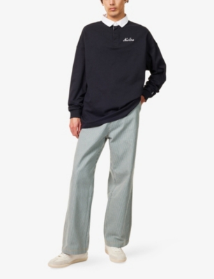 NEW ERA MENS MULTI STRIPED STRAIGHT-LEG COTTON TROUSERS 