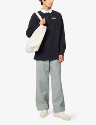NEW ERA MENS NEW ERA LOG-EMBROIDERED RELAXED-FIT COTTON RUGBY SHIRT 