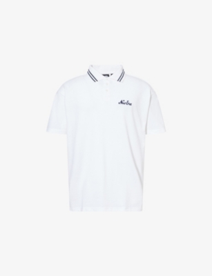 NEW ERA: Striped-Collar Embroidered-Logo Cotton-Pique Polo Shirt