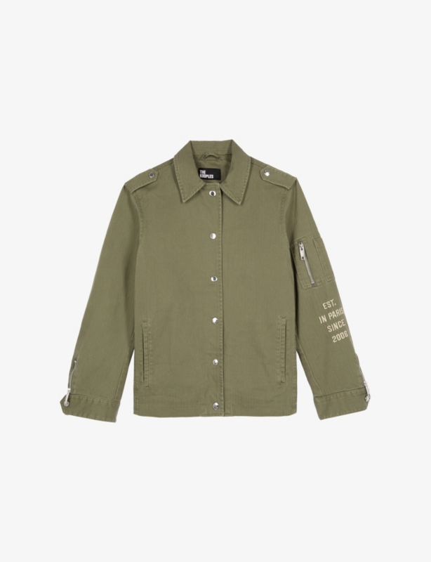 Graphic-Embroidered Regular-Fit Cotton Jacket