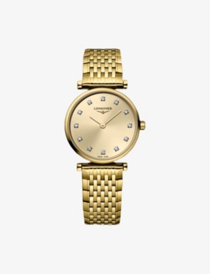 LONGINES: L4.209.2.37.8 La Grande Classique Yellow PVD Coated Stainless-Steel And 0.048ct Diamond Quartz Watch