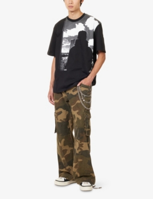 Hoodrich Mens Black Graphic-print Relaxed-fit Cotton T-shirt In Black