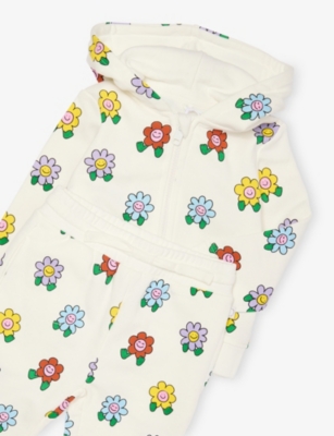 Stella Mccartney Ivory/colourful Flower Graphic-print Fleece Tracksuit Set 9-36 In Multi
