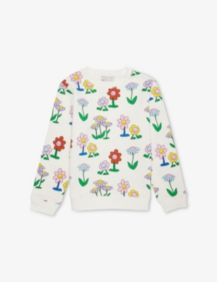 STELLA MCCARTNEY: Flower-Print Round-Neck Cotton-Jersey Sweatshirt 4-14 years