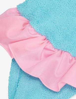 HUNZA G: Denise Ruffle-Trim Seersucker Swimsuit 3- 6 years