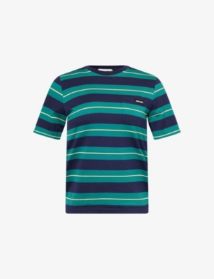 MIU MIU: Striped Short-Sleeves Cotton-Jersey T-Shirt