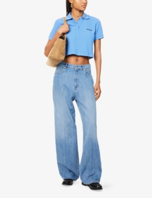 MIU MIU: Brand-Patch Straight-Leg Denim Jeans