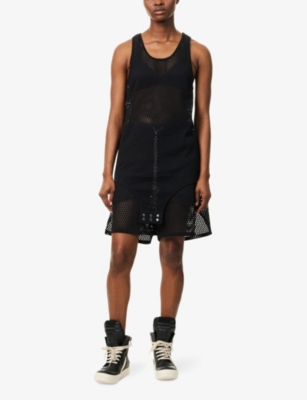 Rick Owens Womens Black  X Champion Sleeveless Mesh Cotton Top