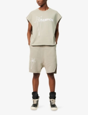 Rick Owens Womens  X Champion Tatlin Logo-embroidery Cotton-jersey Sweatshirt Beige