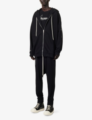 Rick Owens Mens  X Champion Jumbo Jason Embroidered Cotton-jersey Hoody Black