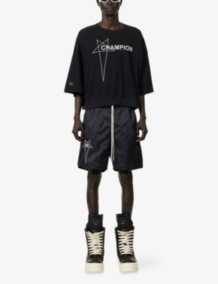 Rick Owens Champion Tommy Oversized Logo-embroidered Cotton-jersey T-shirt
