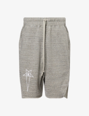 RICK OWENS: Rick Owens X Champion Beveled Logo-Embroidery Cotton-Jersey Shorts