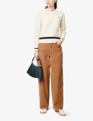 Lacoste Womens Brown Straight-leg Mid-rise Cotton Corduroy Trousers Xs In Brown