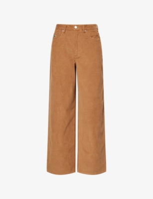Lacoste Womens Brown Straight-leg Mid-rise Cotton Corduroy Trousers Xs In Brown