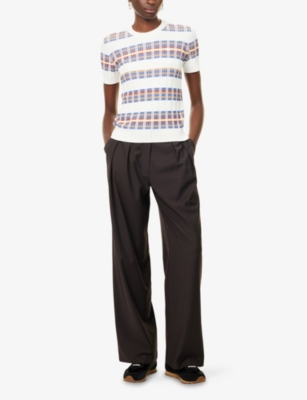 LACOSTE: Logo-Appliqué Stripe Knitted Top