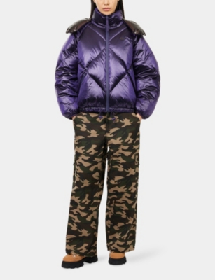 Lacoste Womens Purple Hooded Shell Puffer Jacket In Purple