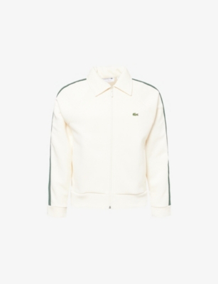 Lacoste Mens White Logo-patch Side-stripe Cotton-blend Track Jacket Xl In White