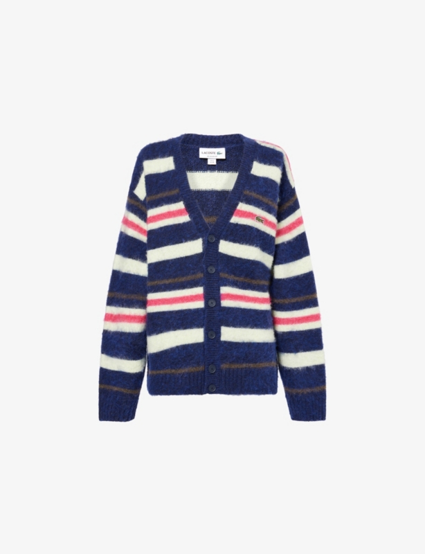 Stripe-Print Oversized-Fit Wool-Blend Cardigan