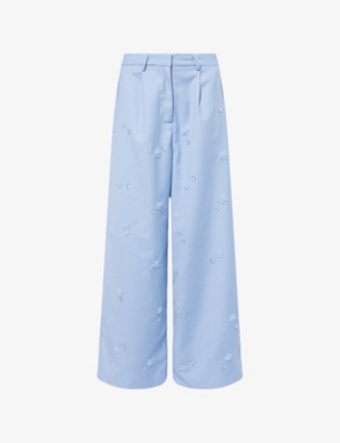 SISTER JANE: Cornflower Wide-Leg Woven Trousers