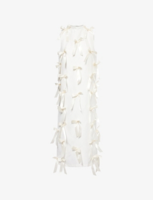 Sister Jane Womens Ivory Snowdrop Bow Woven Midi Dress