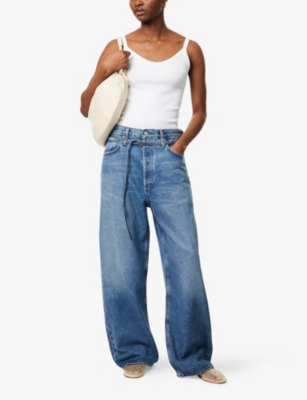 AGOLDE: Emmi Wide-Leg Belted Denim Jeans