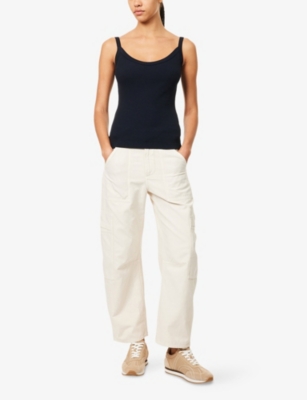 AGOLDE WOMENS MIRAGE (DK NAVY) JORDAN SCOOP-NECK RIBBED WOVEN TANK-TOP 