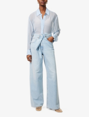 Agolde Womens Spark (lt Ind Vint) Vana Fold Wide-leg Denim Jeans