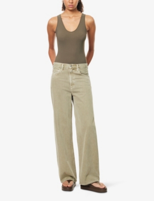 Agolde Womens  Tora Sleeveless Jersey Bodysuit In Brown