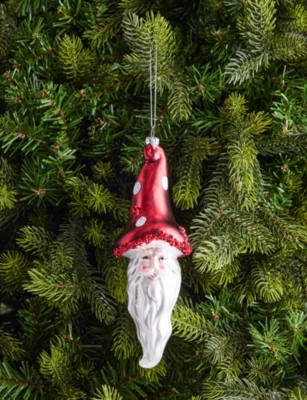 SELFRIDGES EDIT: Mushroom Santa Head Glass Christmas Decoration