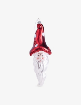 SELFRIDGES EDIT: Mushroom Santa Head Glass Christmas Decoration