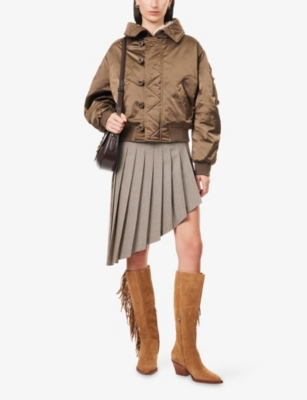 Isabel Marant Étoile Womens Elisa Nylon Jacket Khaki In Animal Print