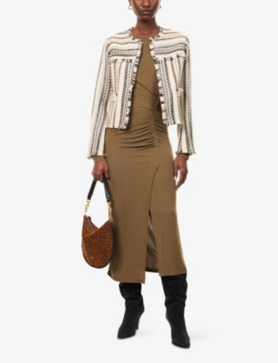 Isabel Marant Étoile Womens Ecru Izaria Fringed Knitted Jacket In Sand