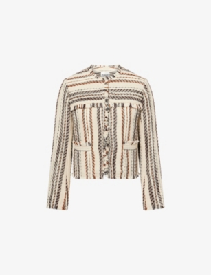 Isabel Marant Étoile Womens Ecru Izaria Fringed Knitted Jacket In Sand
