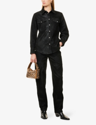 Isabel Marant Étoile 'karima' Black Shirt With Classic Collar And Two Front Patch Pockets In  Fabric Woman In Black