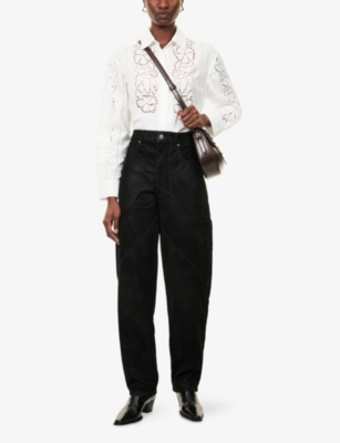 Isabel Marant Étoile Womens Black Kelvina Wide-leg Faux-leather Trousers In Black