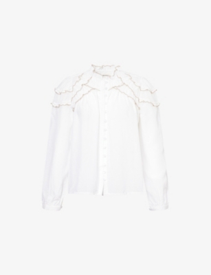 ISABEL MARANT ETOILE: Christa Frilled-Trim Cotton Blouse